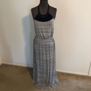 Women’s Maxi Dress Grey Black Crochet